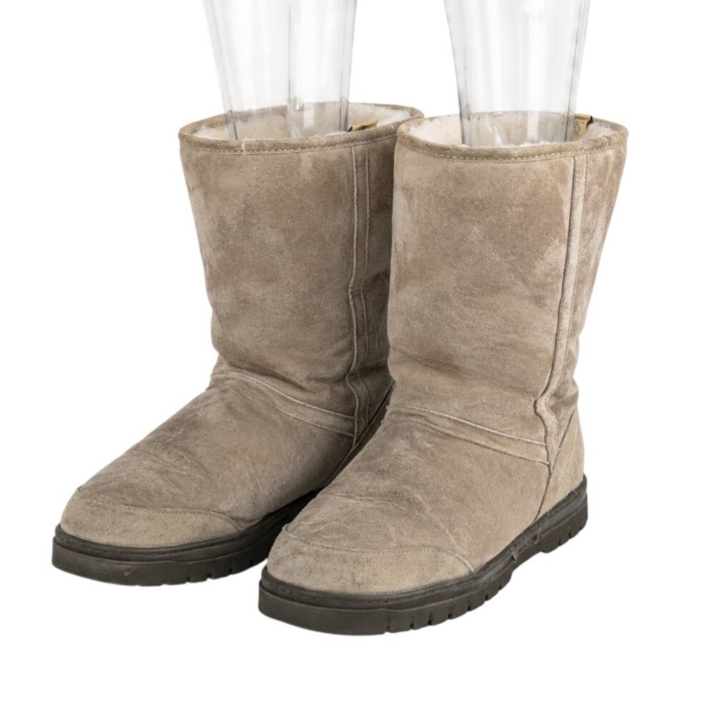 Old Friend Mens Tan Genuine Sheepskin Suede Shearling‎ Mid Calf Boots SKUM081